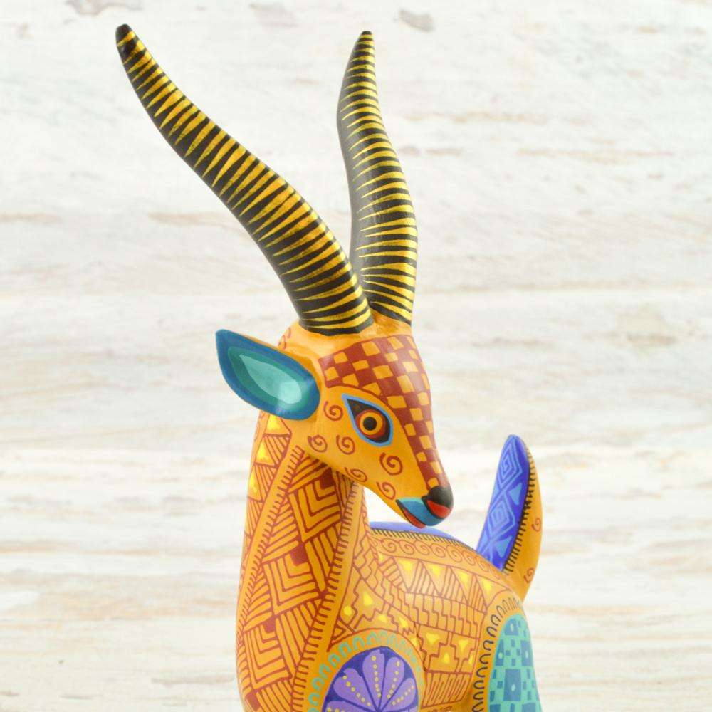 Gazelle Alebrije Oaxacan Wood Carving - Alebrije Huichol Mexican Folk art magiamexica.com