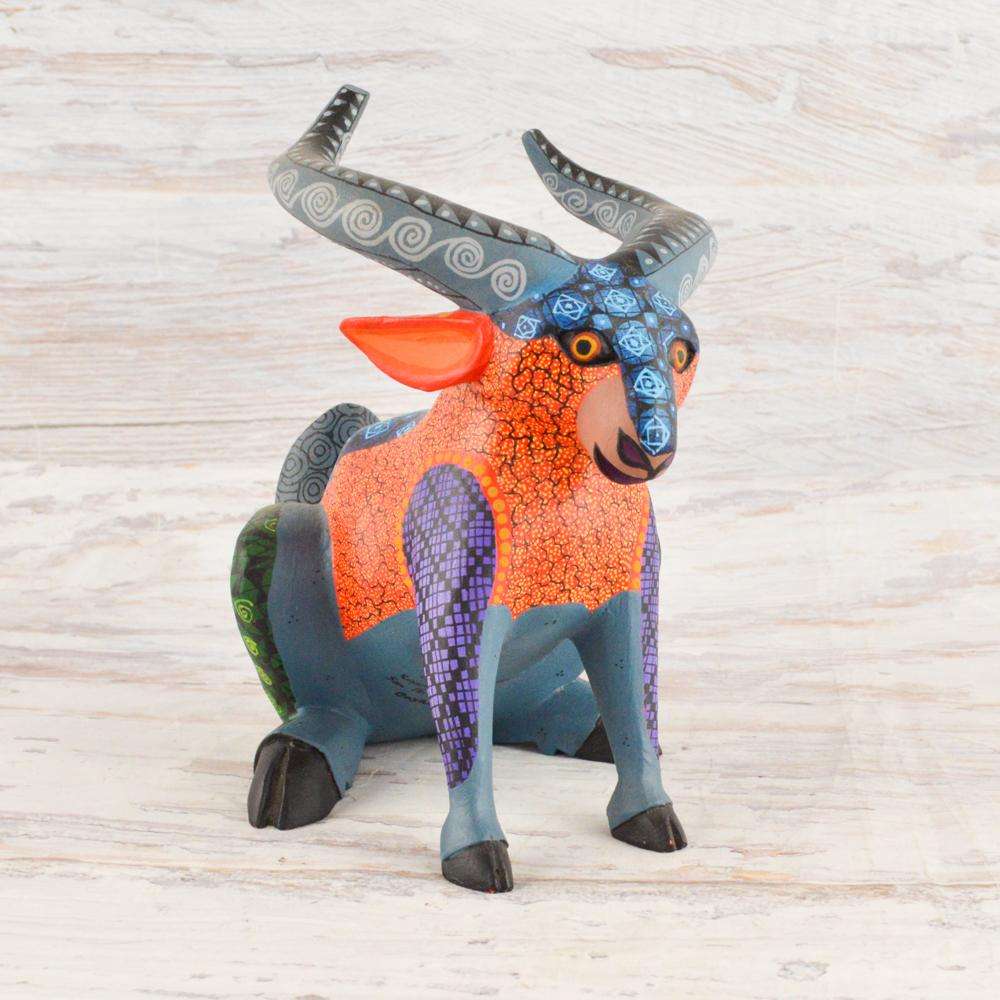 Goat Alebrije Wood Carving - Alebrije Huichol Mexican Folk art magiamexica.com