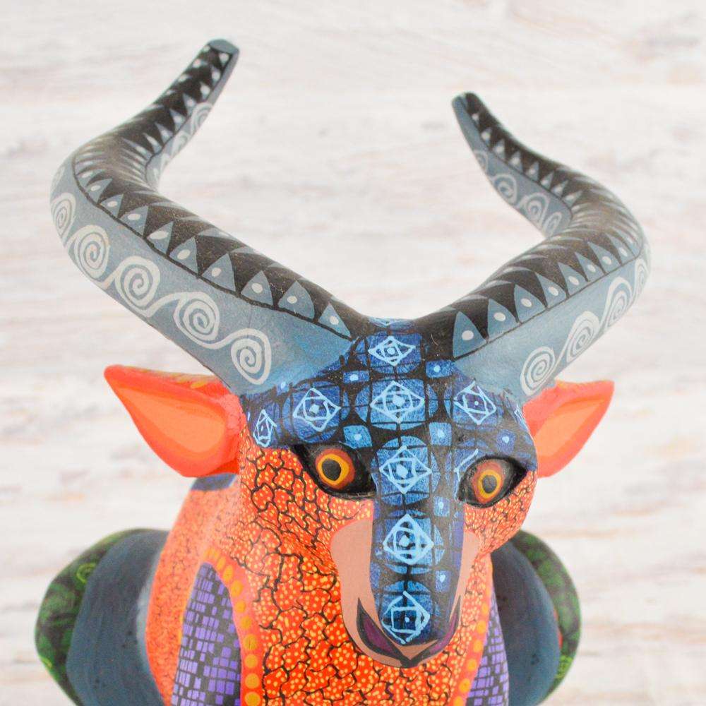 Goat Alebrije Wood Carving - Alebrije Huichol Mexican Folk art magiamexica.com