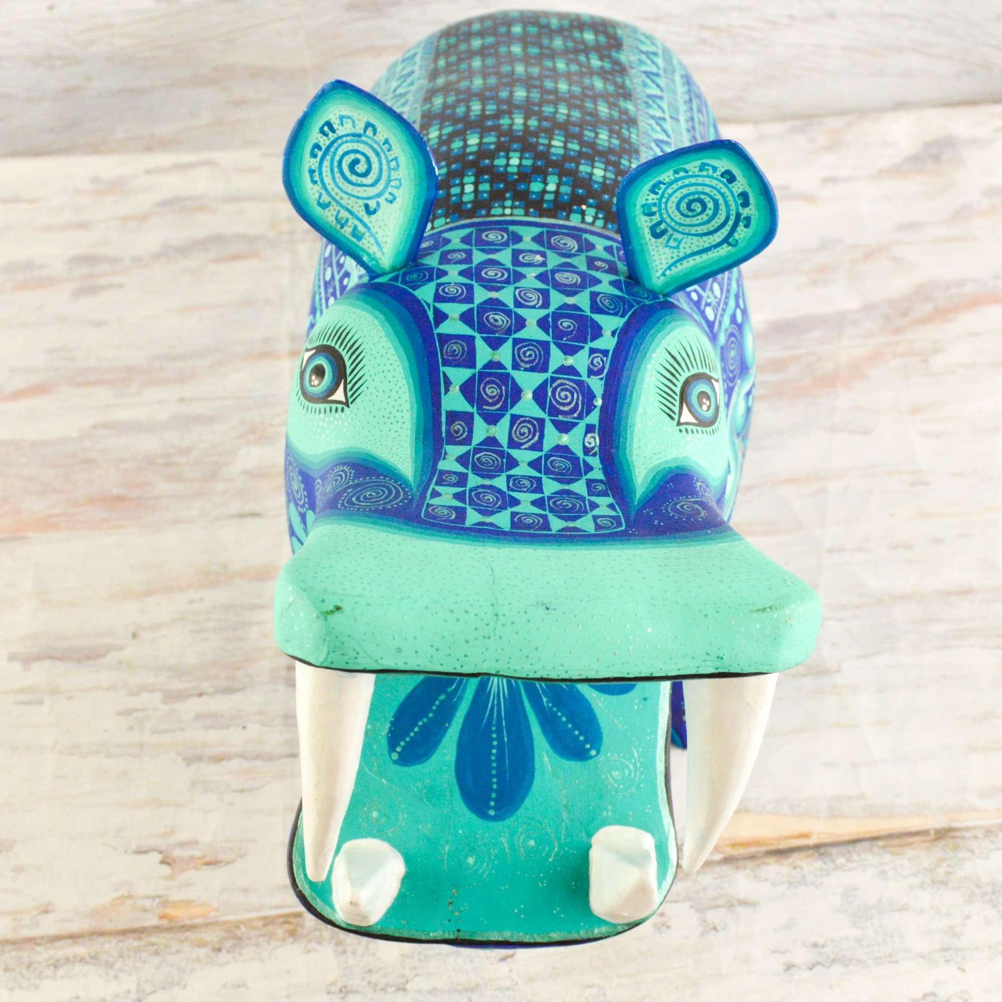 Hippopotamus Alebrije Oaxacan Wood Carving - Alebrije Huichol Mexican Folk art magiamexica.com