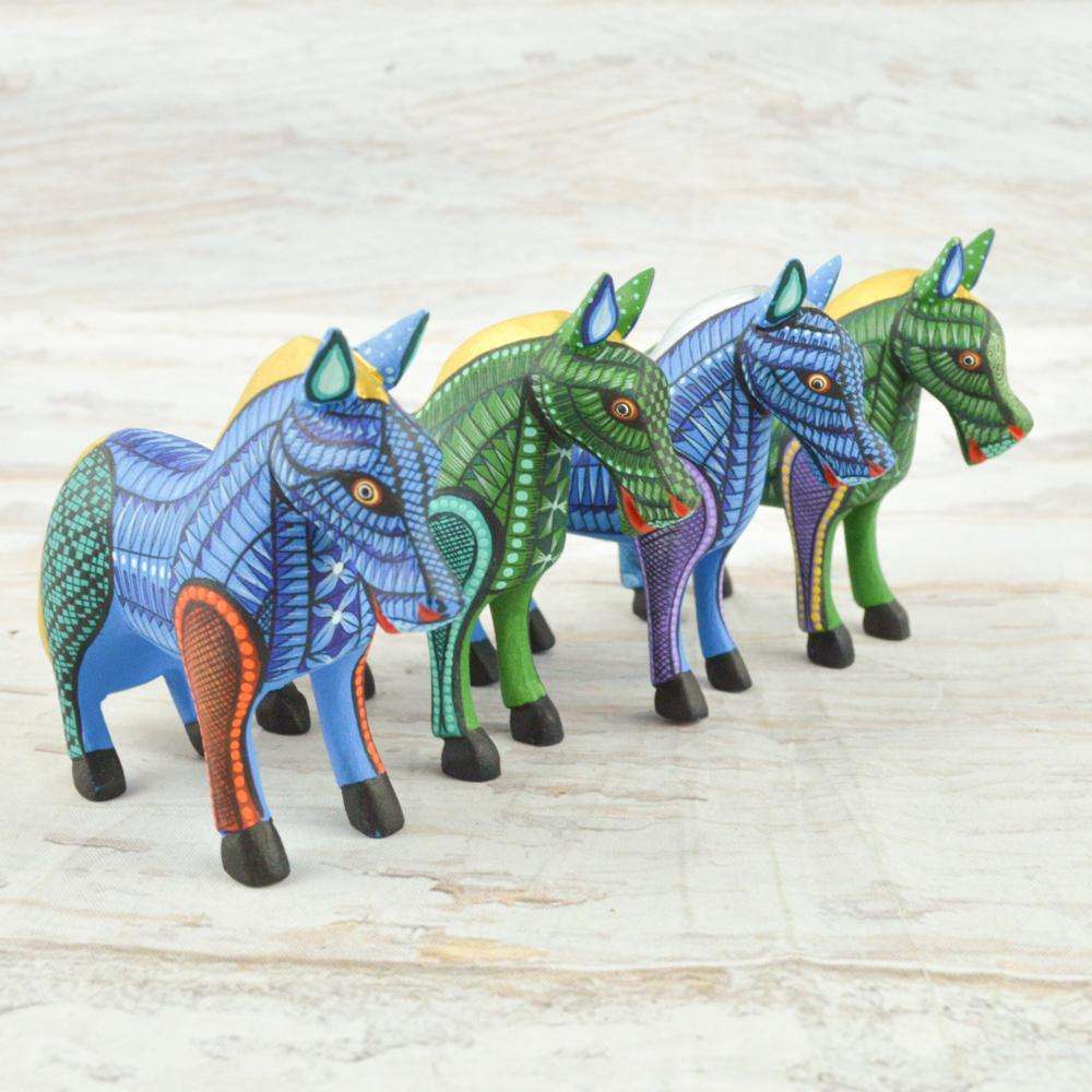 Horses Alebrije Oaxacan Wood Carving - Alebrije Huichol Mexican Folk art magiamexica.com