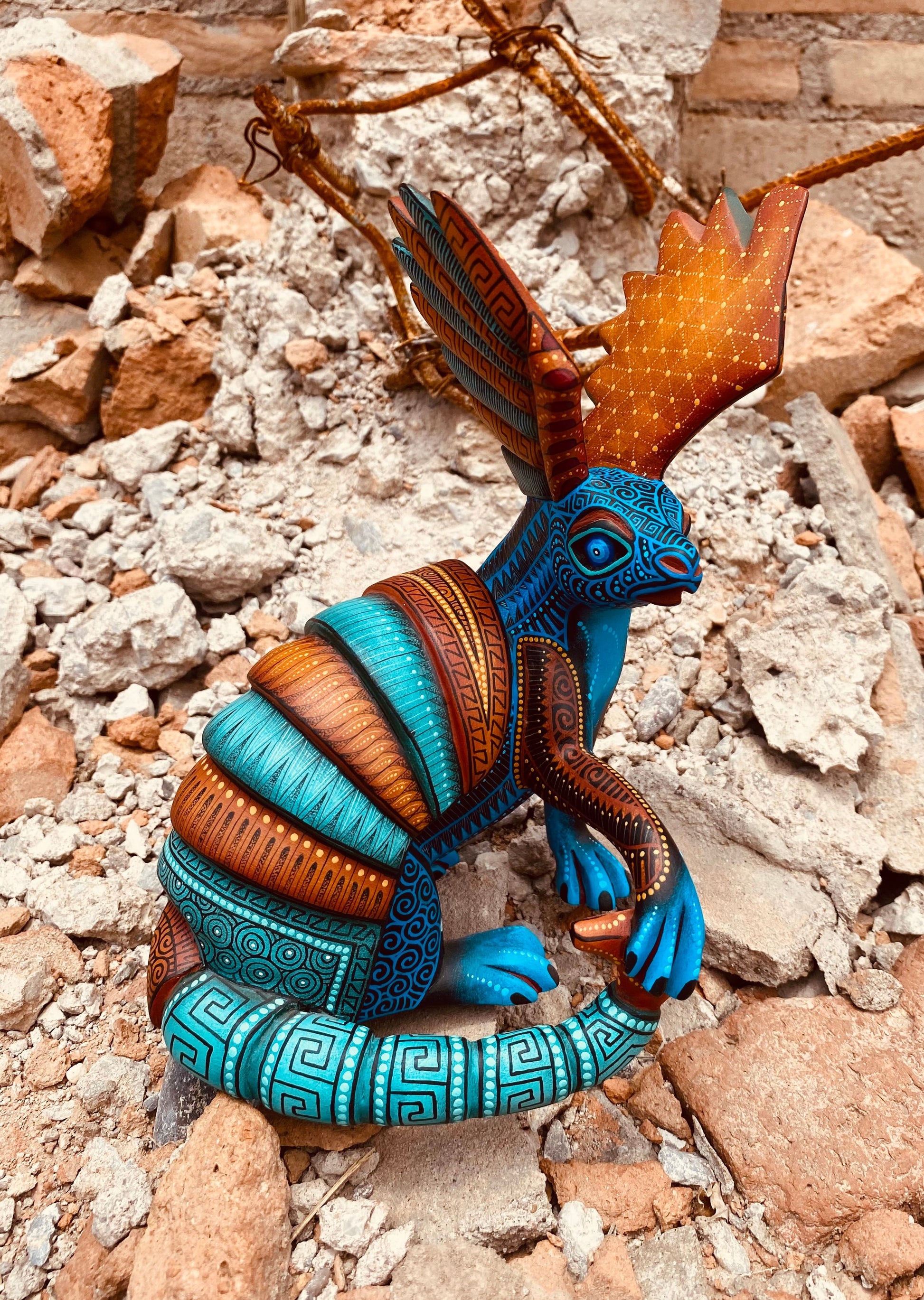 Deer Armadillo Alebrije Oaxacan Wood Carving - magiamexica.com