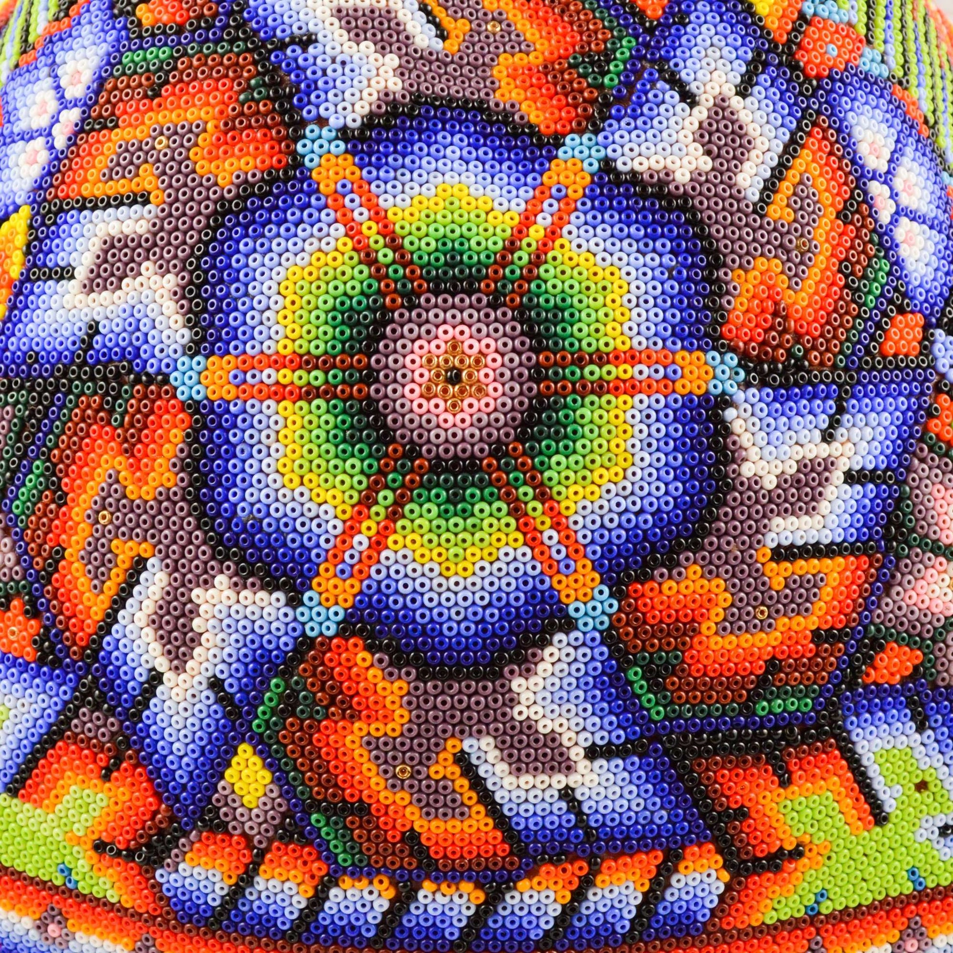 Jaguar Head Huichol Art - Alebrije Huichol Mexican Folk art magiamexica.com