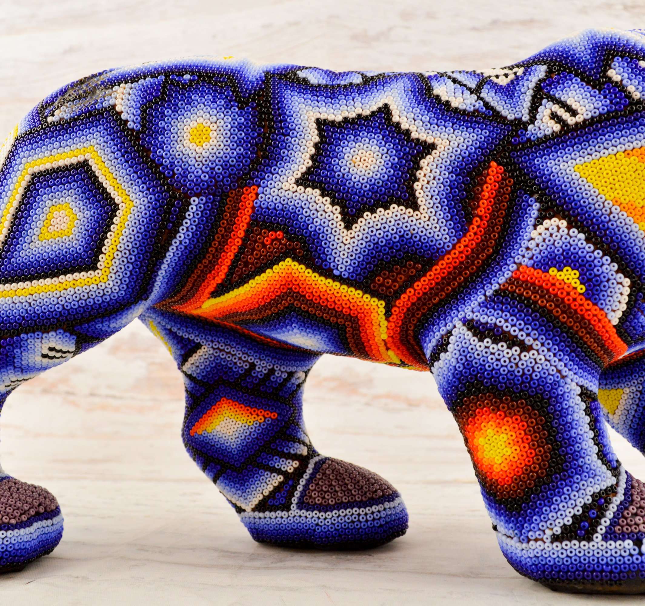 Jaguar Huichol Art - Alebrije Huichol Mexican Folk art magiamexica.com