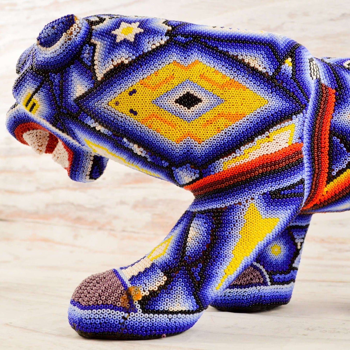 Jaguar Huichol Art - Alebrije Huichol Mexican Folk art magiamexica.com