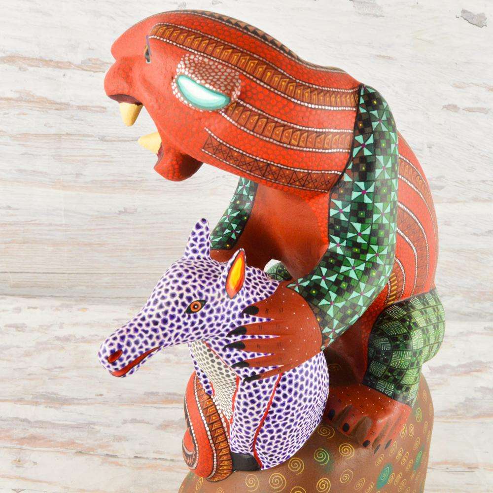 Jaguar/Fox Alebrije Oaxacan Wood Carving - Alebrije Huichol Mexican Folk art magiamexica.com