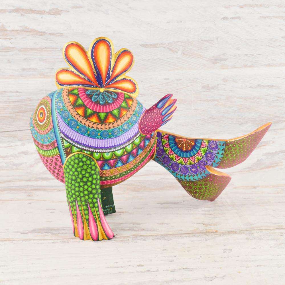 Mandala Fish Alebrije Wood Carving - Alebrije Huichol Mexican Folk art magiamexica.com