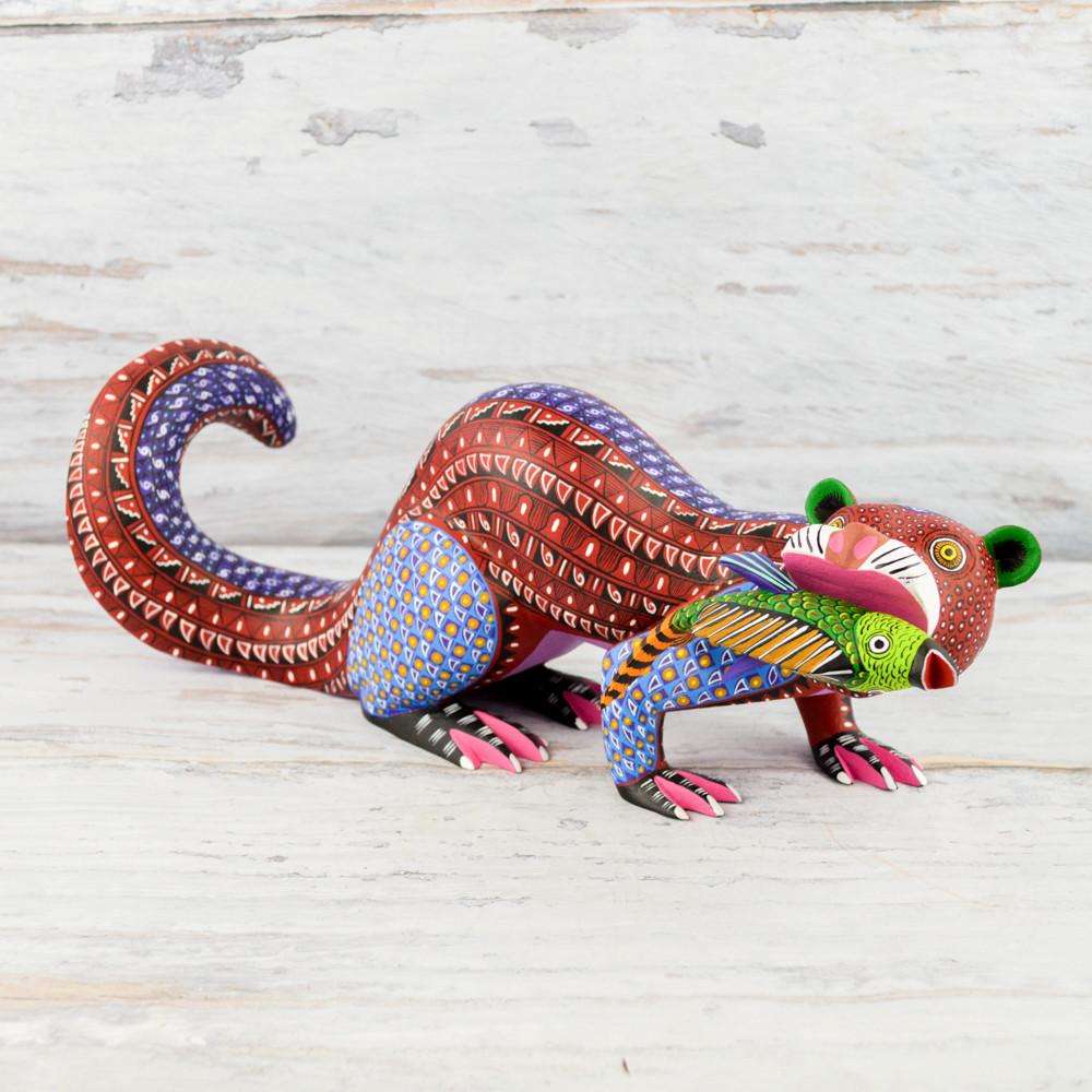 Otter Alebrije Oaxacan Wood Carving - Alebrije Huichol Mexican Folk art magiamexica.com