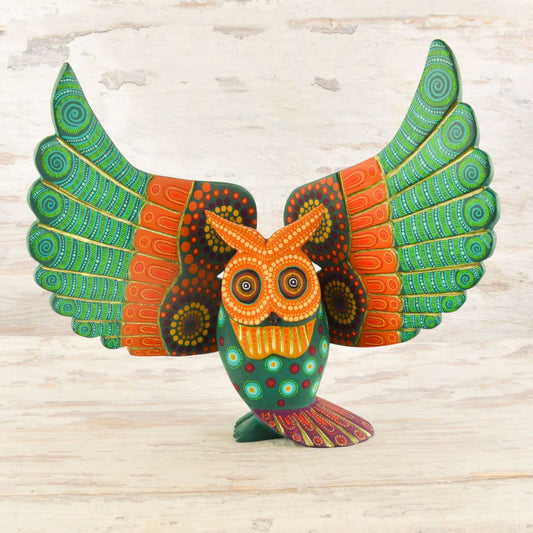 Owl Alebrije Oaxacan Wood Carving - Alebrije Huichol Mexican Folk art magiamexica.com