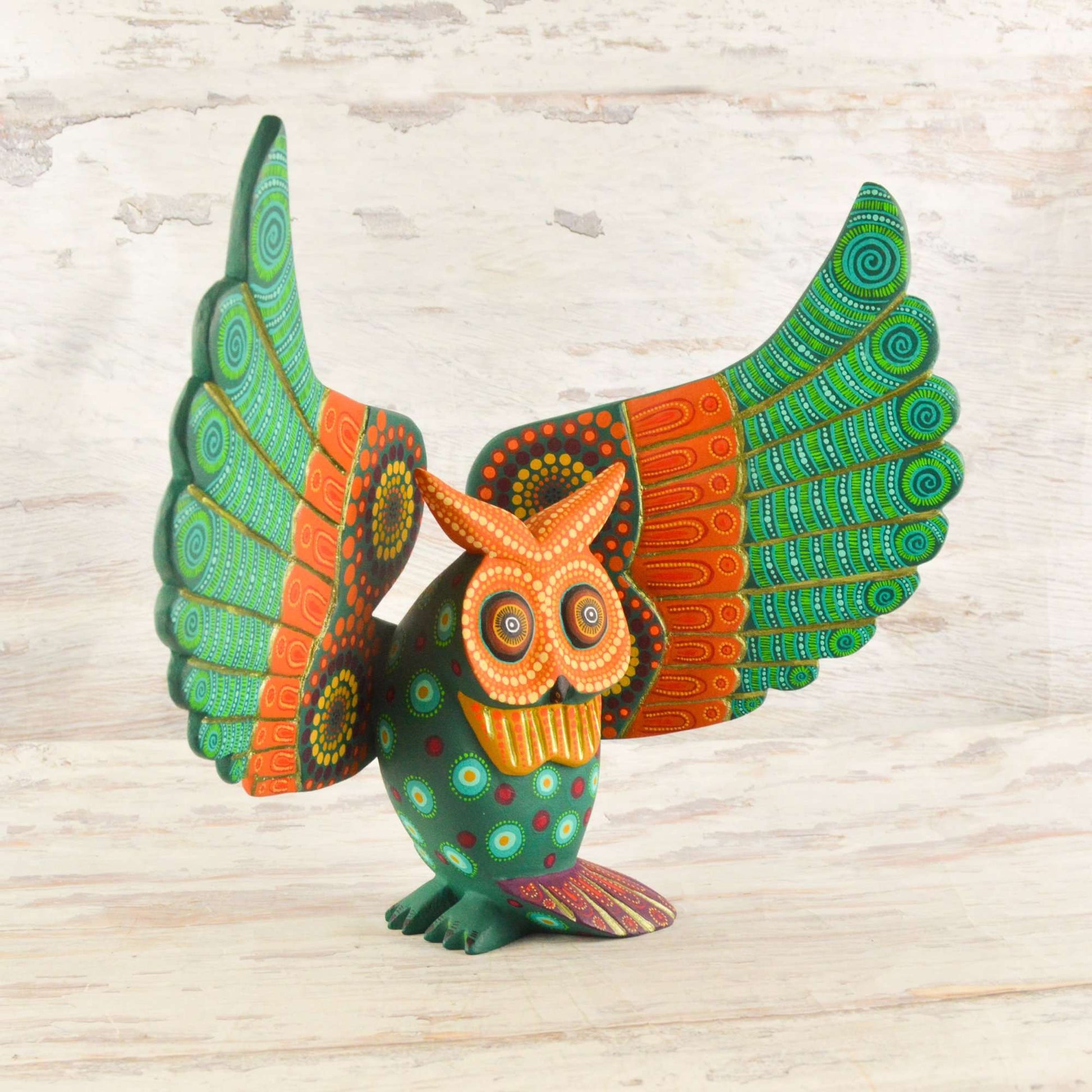 Owl Alebrije Oaxacan Wood Carving - Alebrije Huichol Mexican Folk art magiamexica.com
