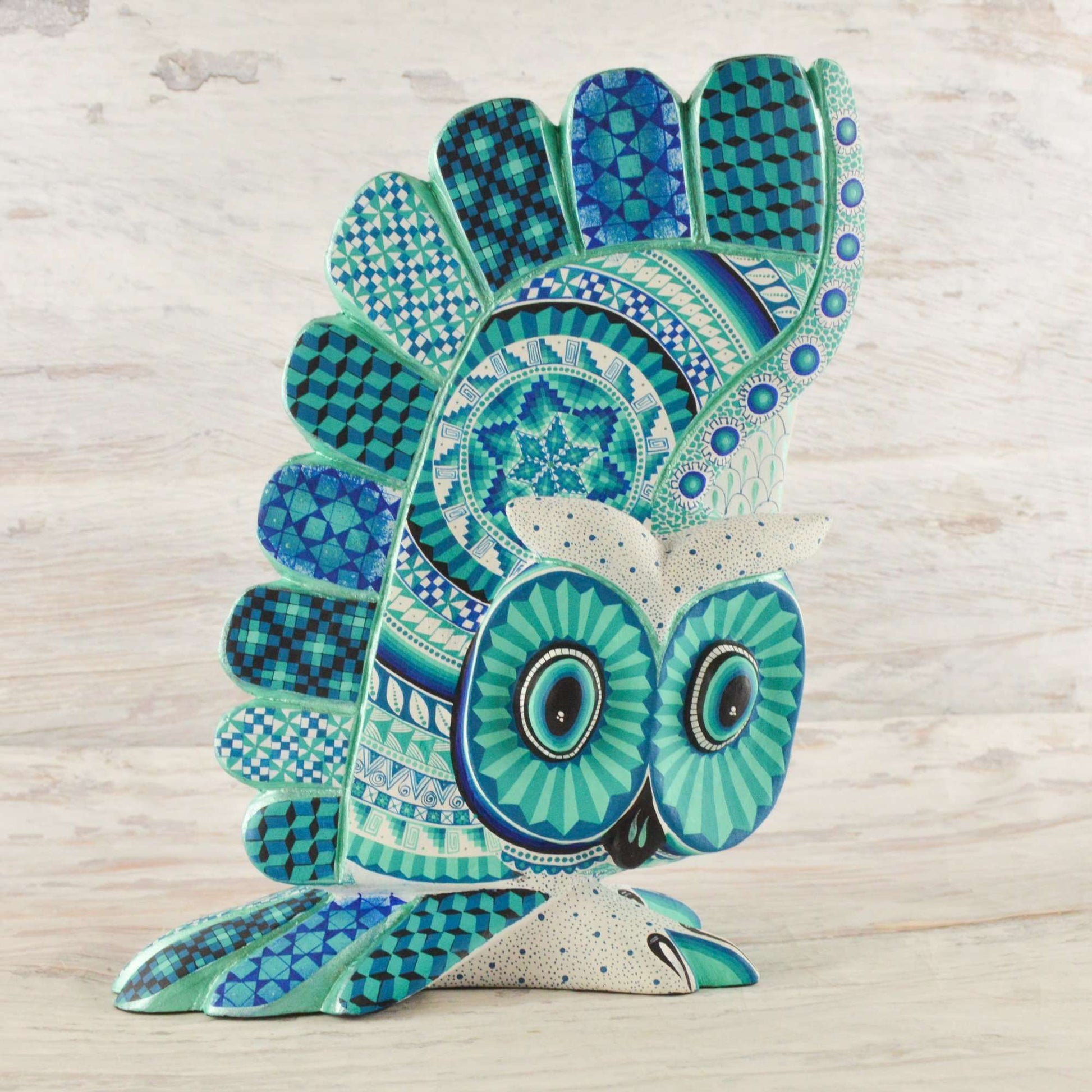 Owl Alebrije Wood Carving Oaxacan - Alebrije Huichol Mexican Folk art magiamexica.com