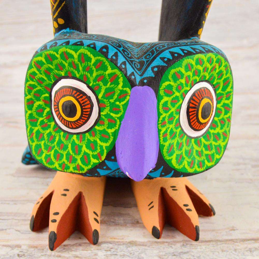 Owl Alebrije Wood Carving - Alebrije Huichol Mexican Folk art magiamexica.com
