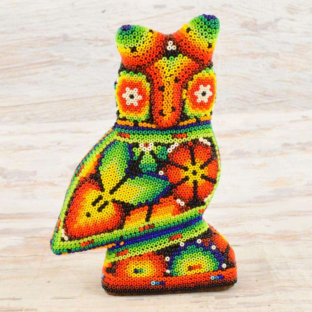 Owl Huichol Art - Alebrije Huichol Mexican Folk art magiamexica.com