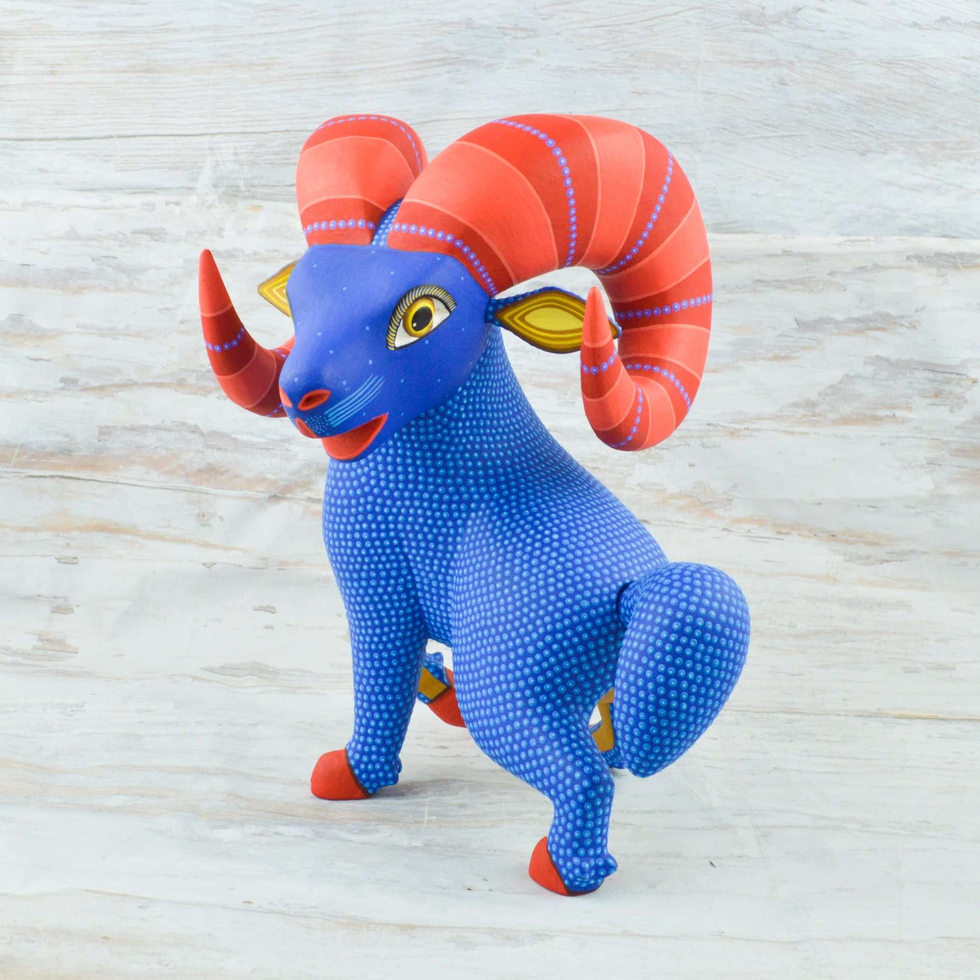 Ram Alebrije Oaxacan Wood Carving - Alebrije Huichol Mexican Folk art magiamexica.com