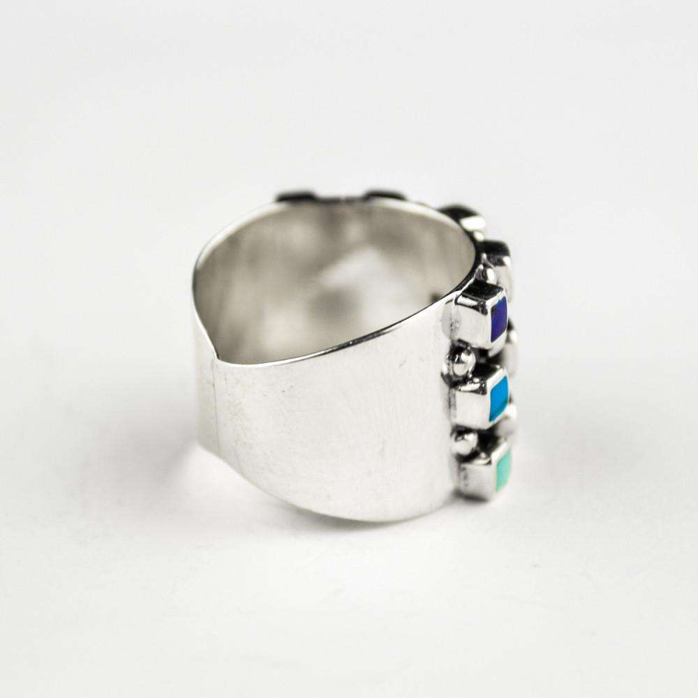 Ring Emerald Squares - Alebrije Huichol Mexican Folk art magiamexica.com