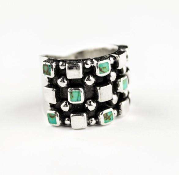 Ring Sapphire Squares - Alebrije Huichol Mexican Folk art magiamexica.com