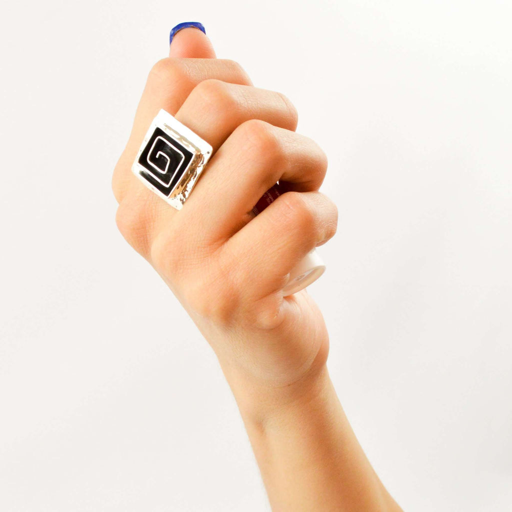 Ring Square Snail - Alebrije Huichol Mexican Folk art magiamexica.com