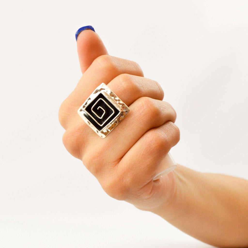 Ring Square Snail - Alebrije Huichol Mexican Folk art magiamexica.com