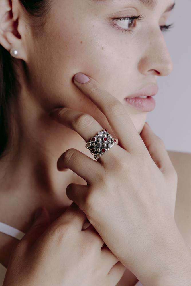 Ring Wine Squares - Alebrije Huichol Mexican Folk art magiamexica.com