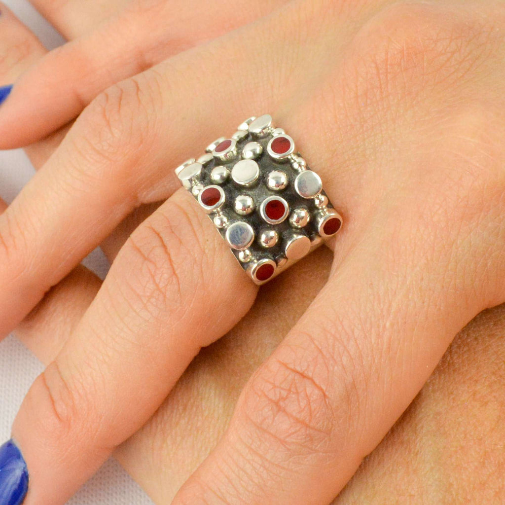 Ring Wine Squares - Alebrije Huichol Mexican Folk art magiamexica.com