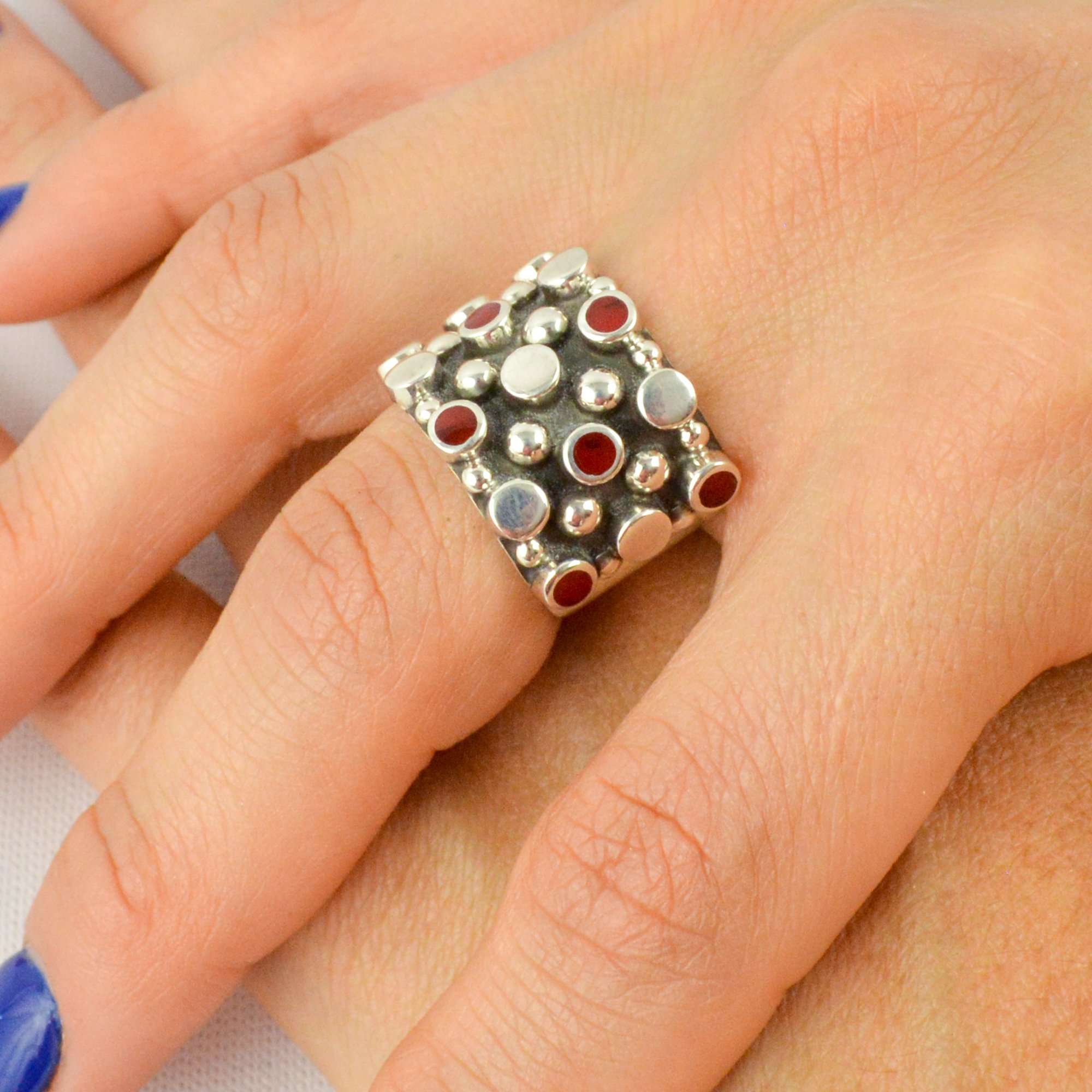 Ring Wine Squares - Alebrije Huichol Mexican Folk art magiamexica.com