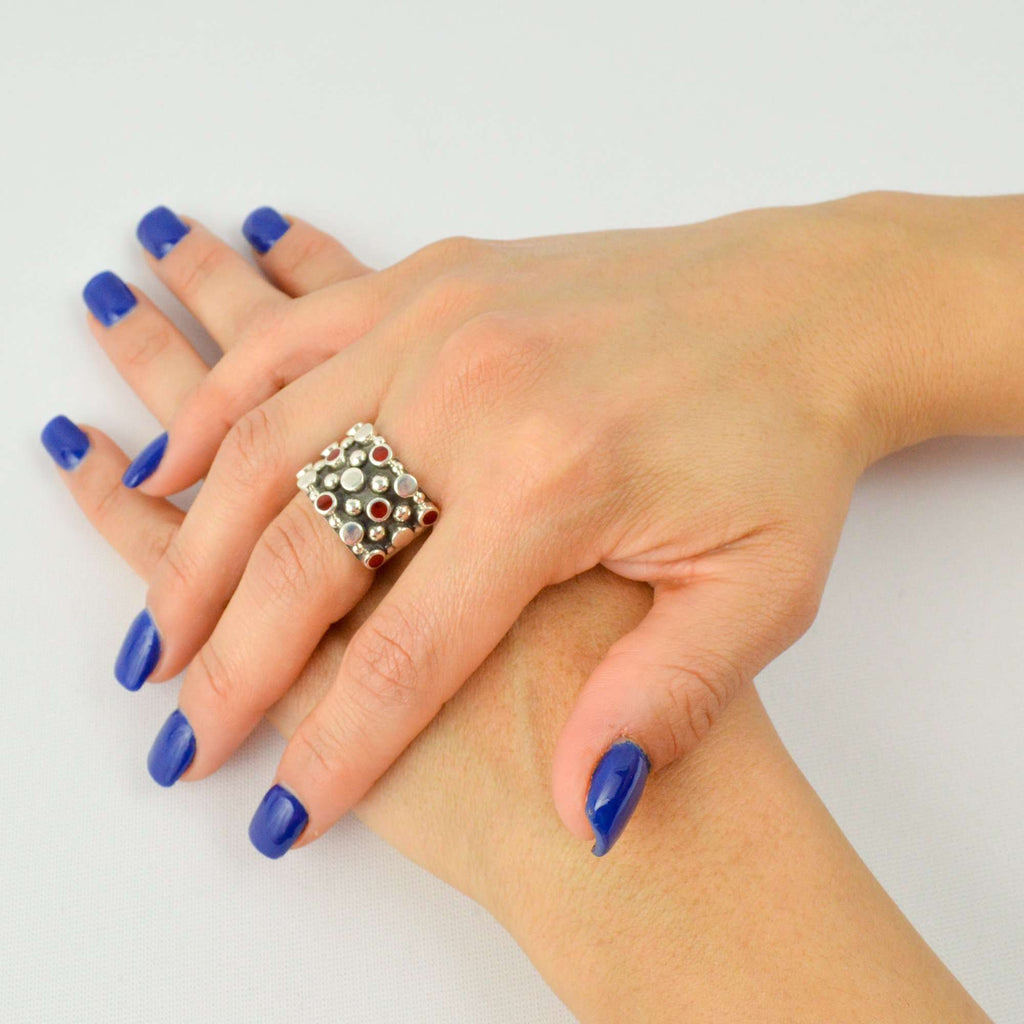 Ring Wine Squares - Alebrije Huichol Mexican Folk art magiamexica.com