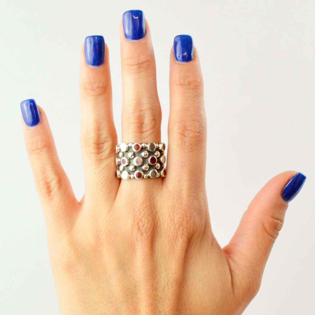 Ring Wine Squares - Alebrije Huichol Mexican Folk art magiamexica.com