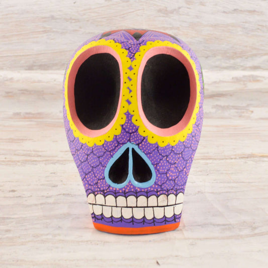 Skull Alebrije Oaxacan Wood Carving - Alebrije Huichol Mexican Folk art magiamexica.com