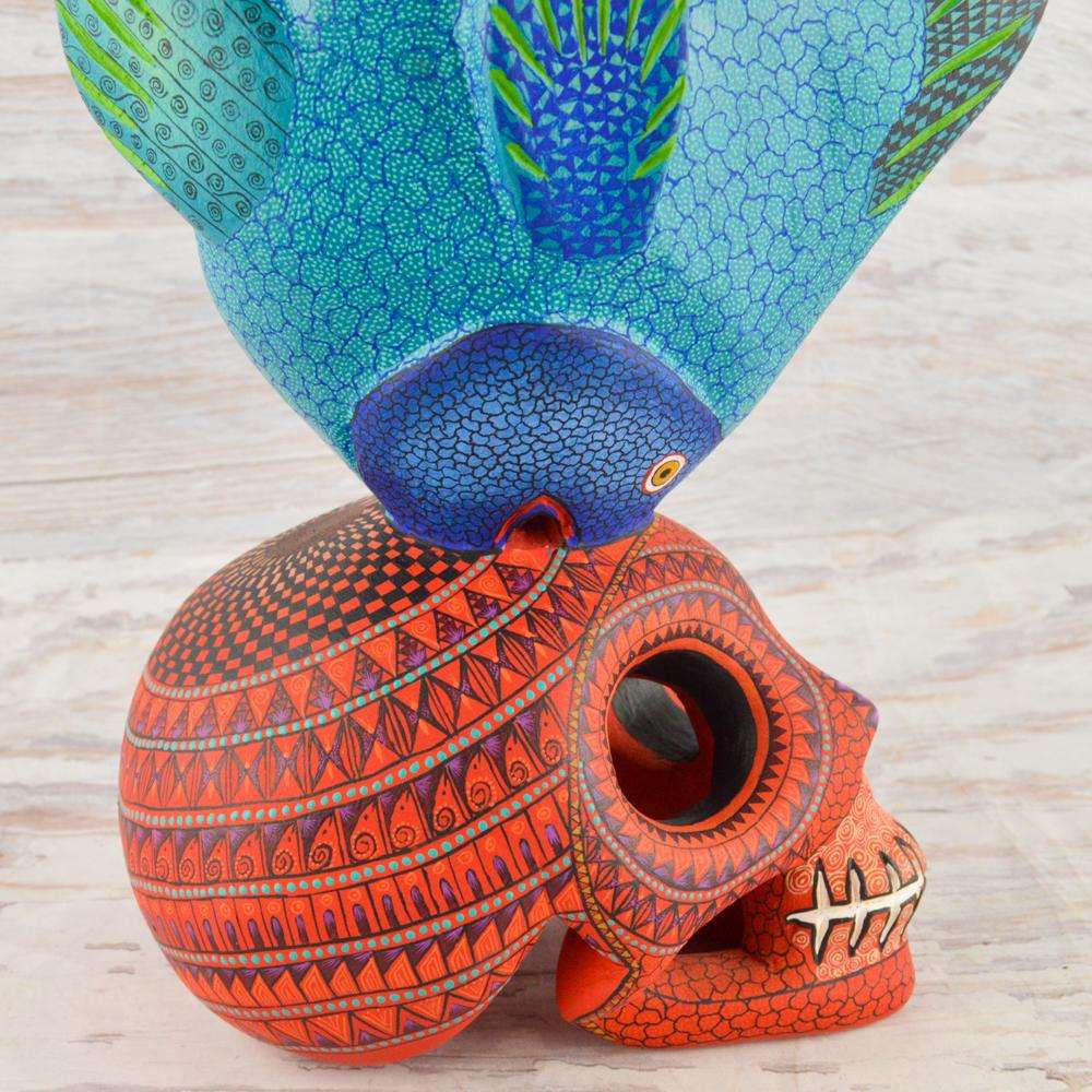 Skull Fish Alebrije Wood Carving - Alebrije Huichol Mexican Folk art magiamexica.com