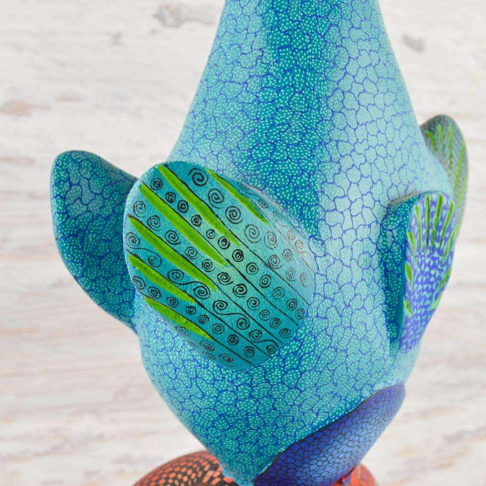 Skull Fish Alebrije Wood Carving - Alebrije Huichol Mexican Folk art magiamexica.com