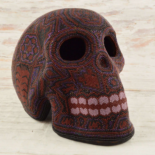 Skull Huichol Art - Alebrije Huichol Mexican Folk art magiamexica.com