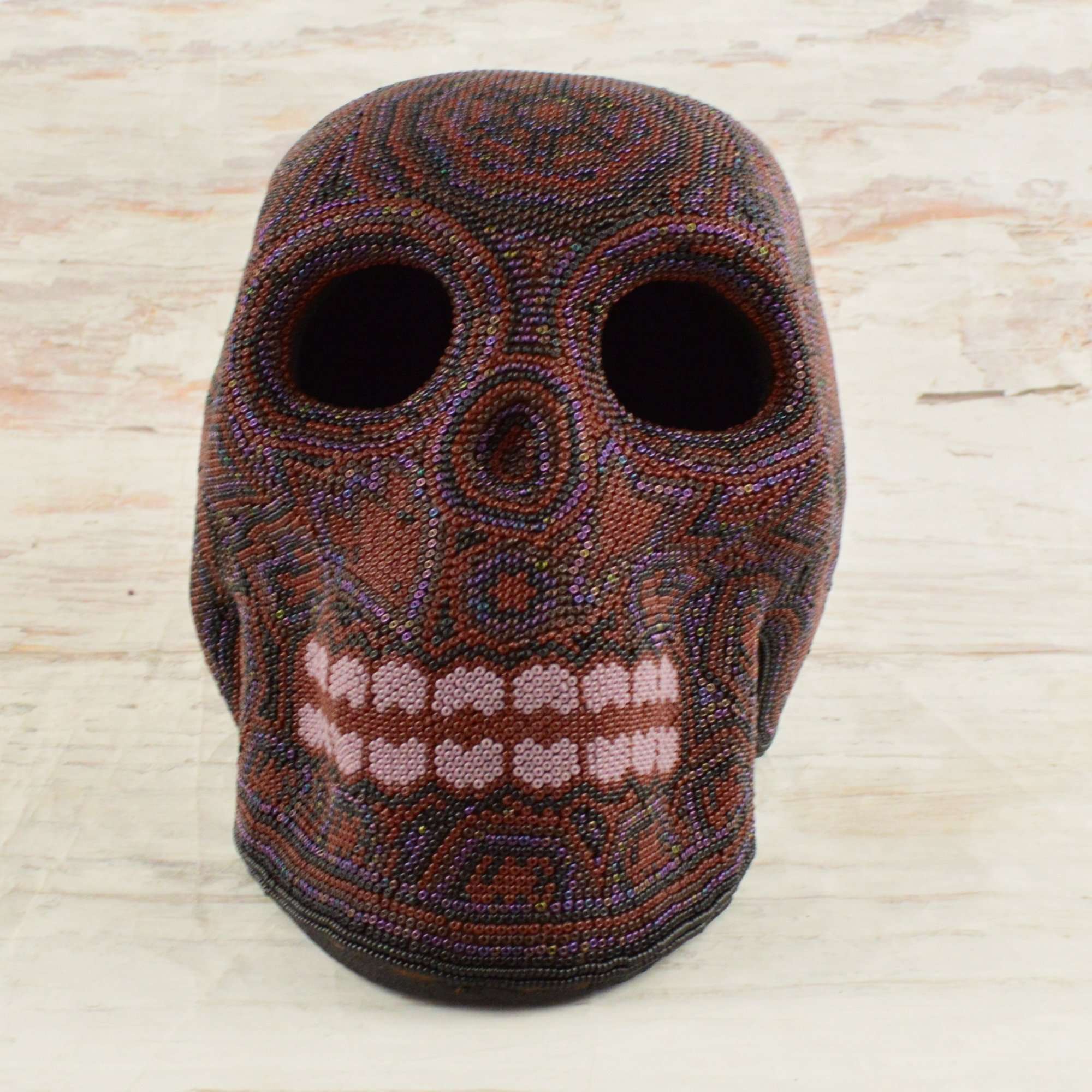 Skull Huichol Art - Alebrije Huichol Mexican Folk art magiamexica.com