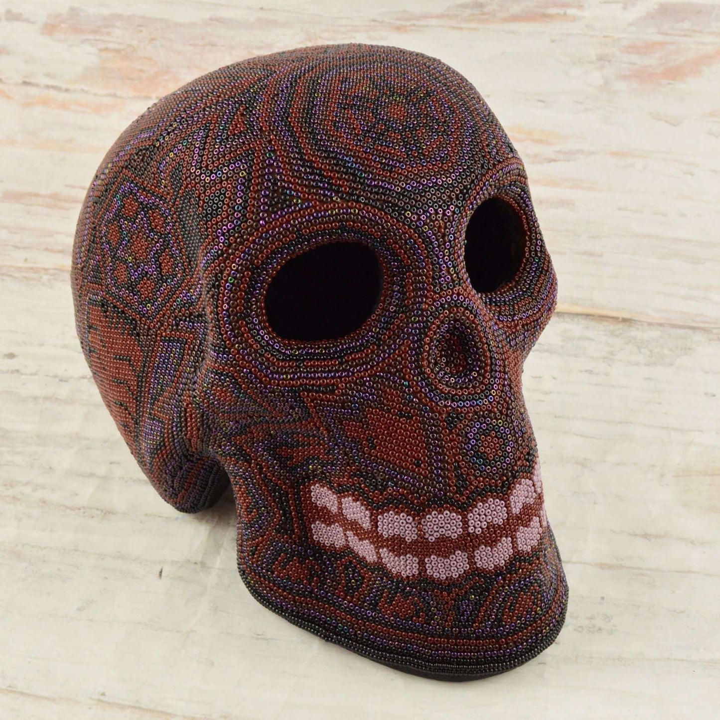 Skull Huichol Art - Alebrije Huichol Mexican Folk art magiamexica.com