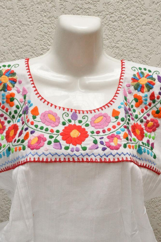 Embroidered Mexican Blouse | Tehua White - Magia Mexica