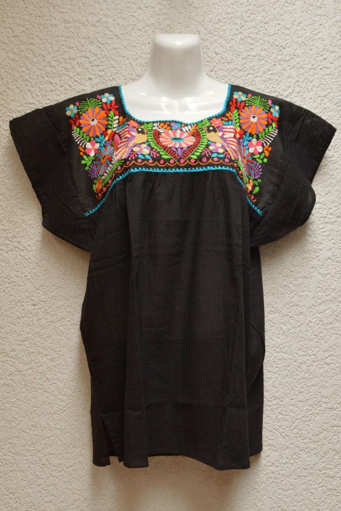 Embroidered Mexican Blouse | Tehua Black - Magia Mexica