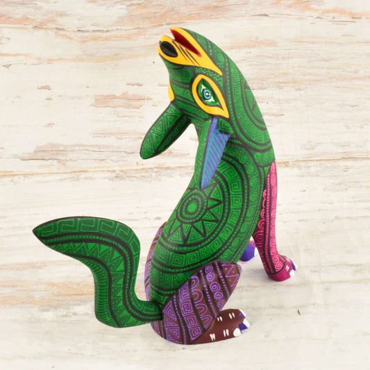 Wolf Alebrije Oaxacan Wood Carving - Alebrije Huichol Mexican Folk art magiamexica.com